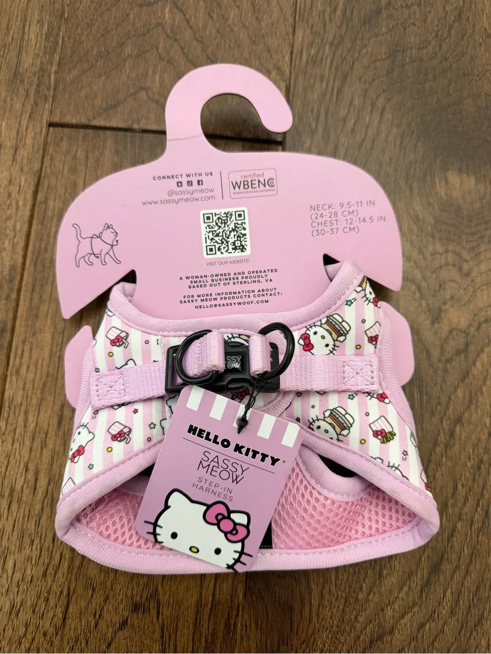Sassy Meow Hello Kitty Step-In Vest Cat Harness Reflective XS Pink
